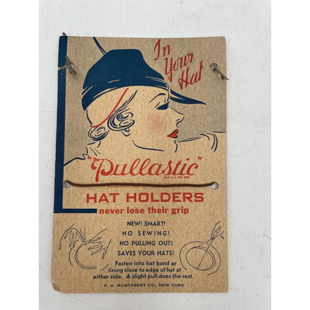 Vintage "Pullastic" Hat Holders Advertising Cardboard F.G. Montabert Co. New Yor